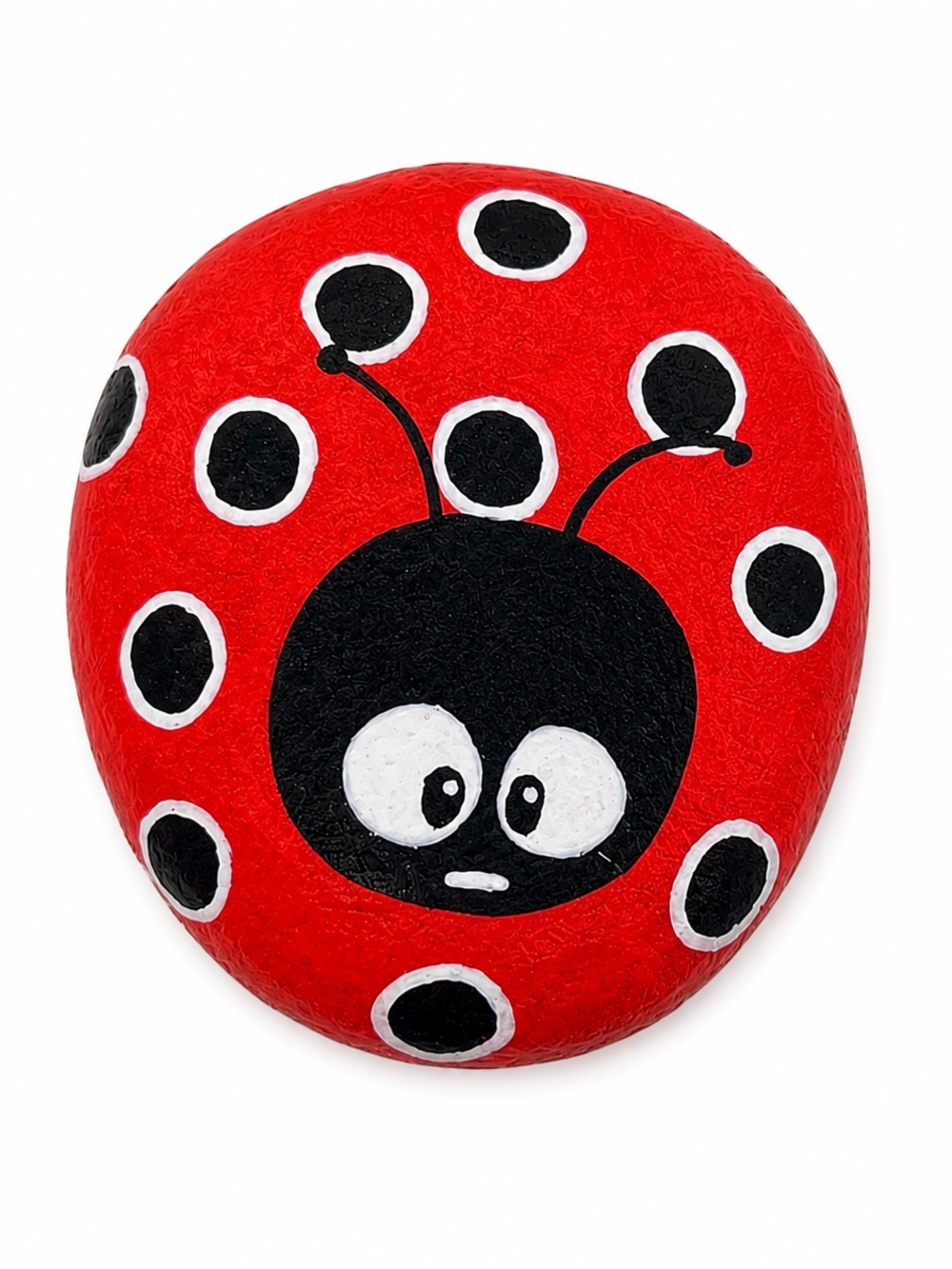 Hand-Painted Red Ladybug Rock | Smooth Decorative Stone | Garden Decor Gift